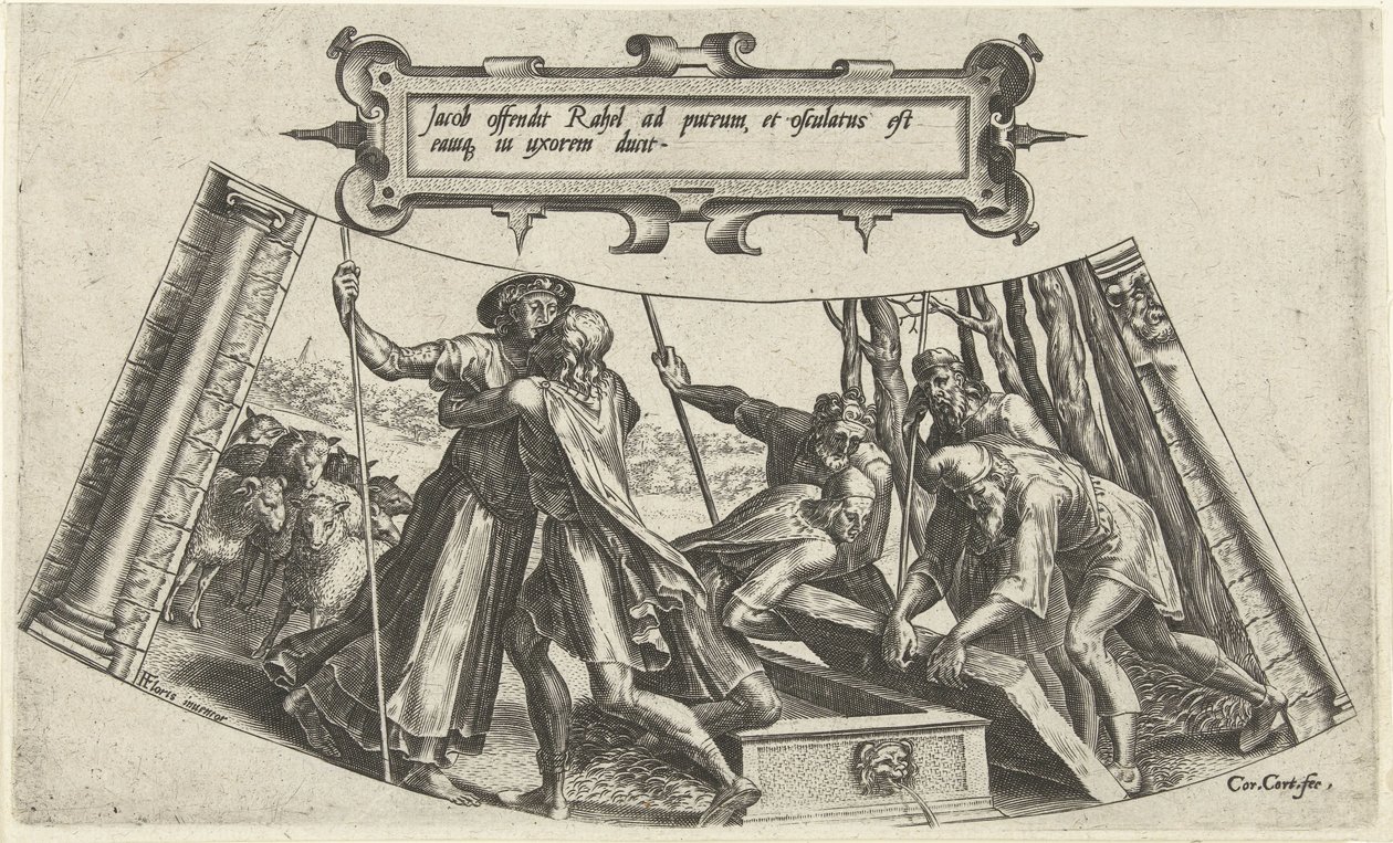 Jakobs og Rakels møde ved brønden The History of Jacob (serietitel) af Cornelis Cort