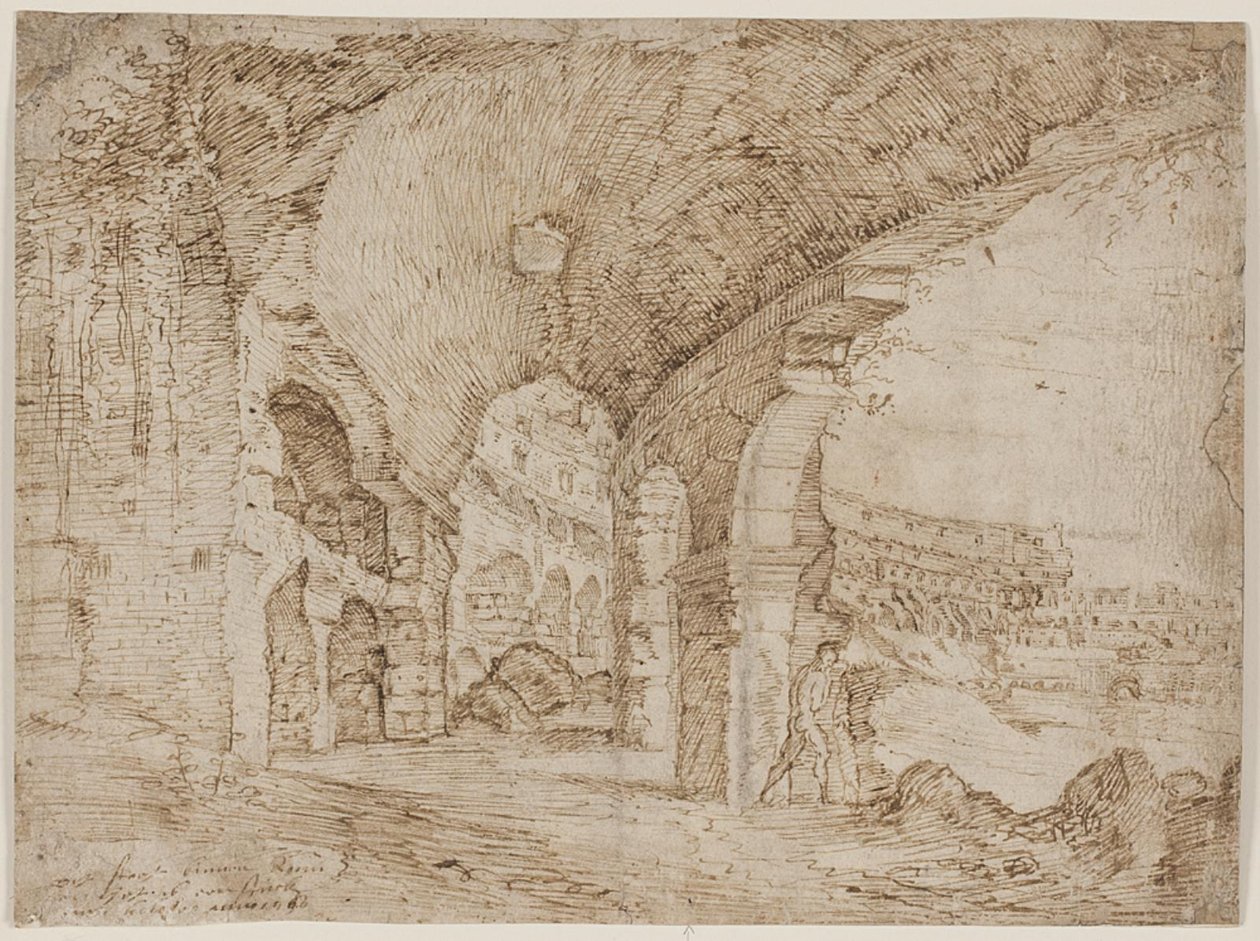 Del af det indre Colosseum i Rom af Cornelis Cort