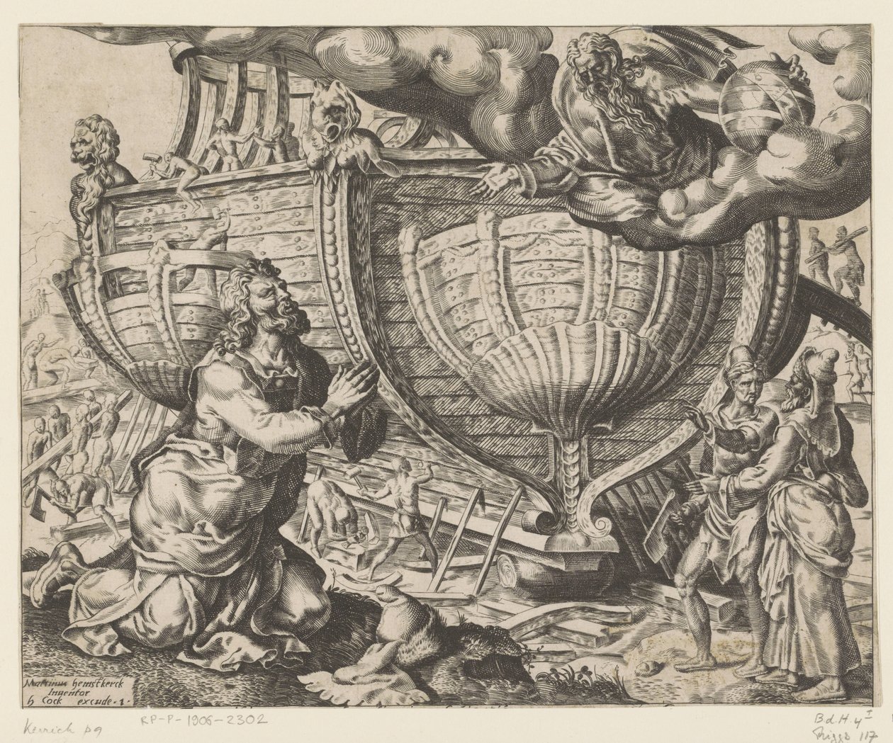 Gud beordrer Noa til at bygge arken The History of Noah (serietitel) af Cornelis Cort