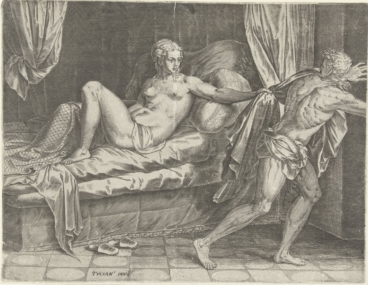 Josef og Potifars hustru af Cornelis Cort