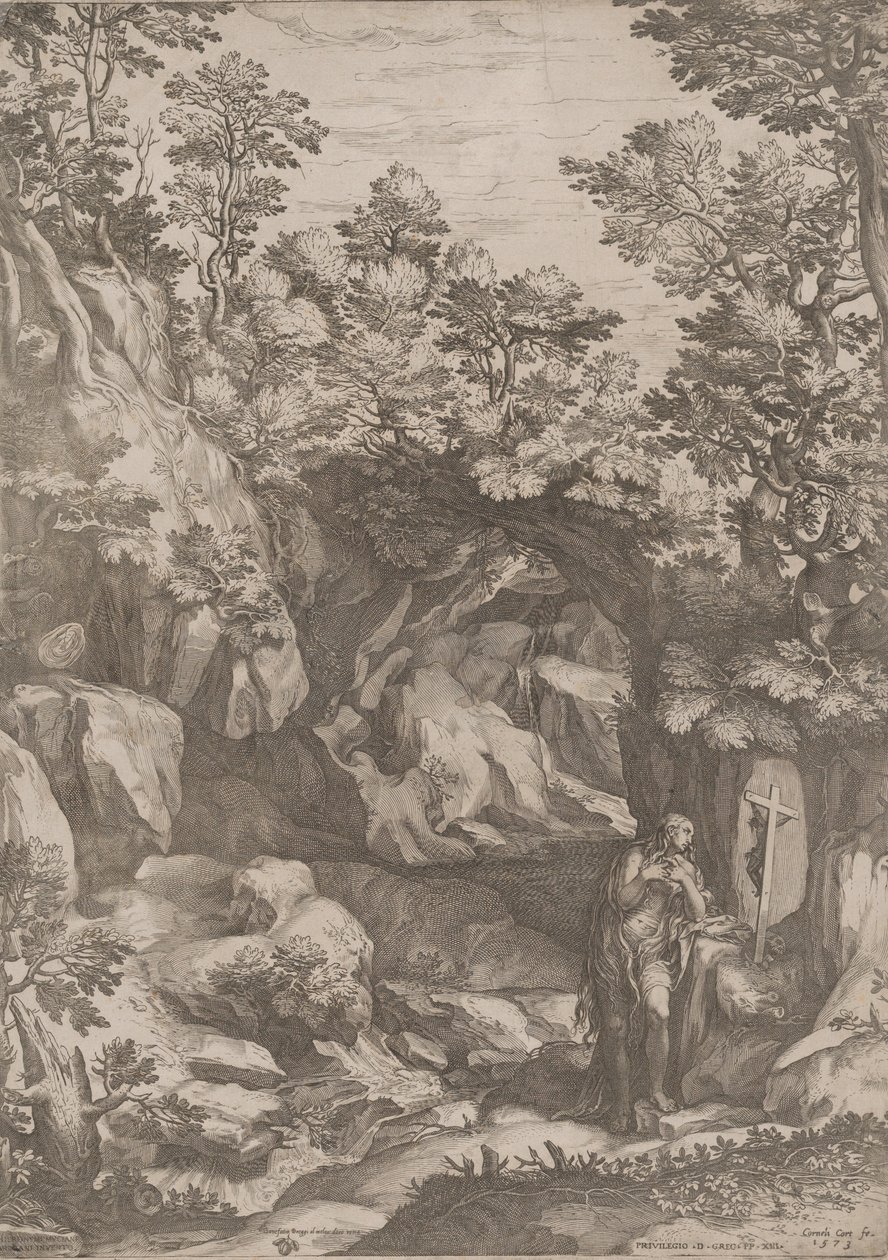Mary Magdalen angrende i ørkenen, 1573. af Cornelis Cort