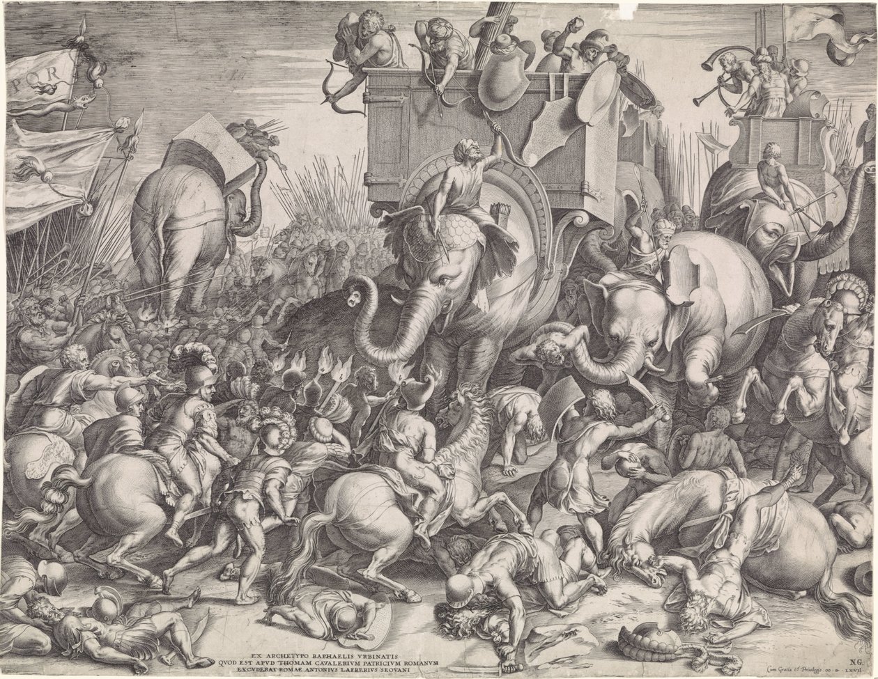 Slaget ved Zama mellem Scipio og Hannibal af Cornelis Cort