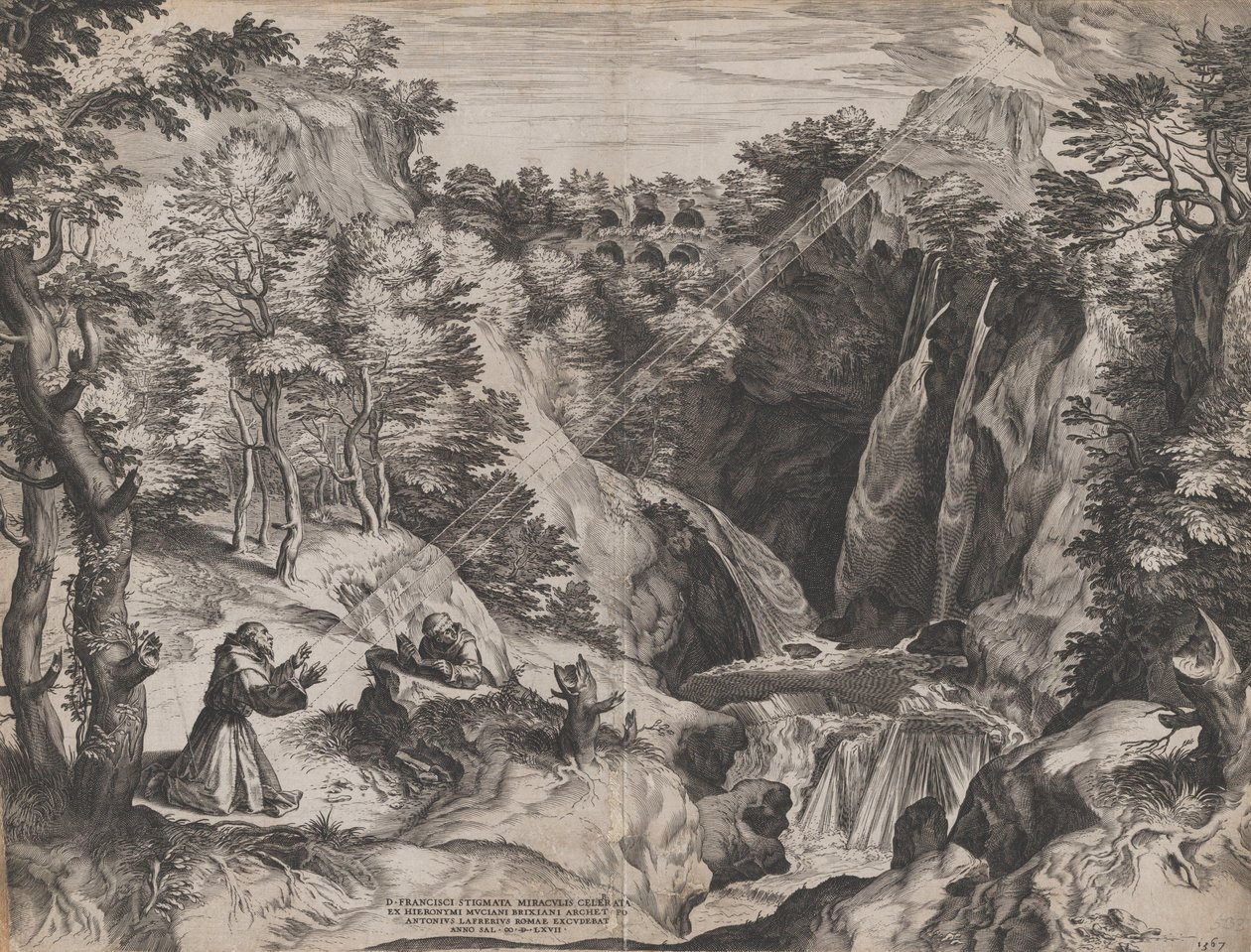 Den hellige Frans modtager Stigmata, 1567. af Cornelis Cort