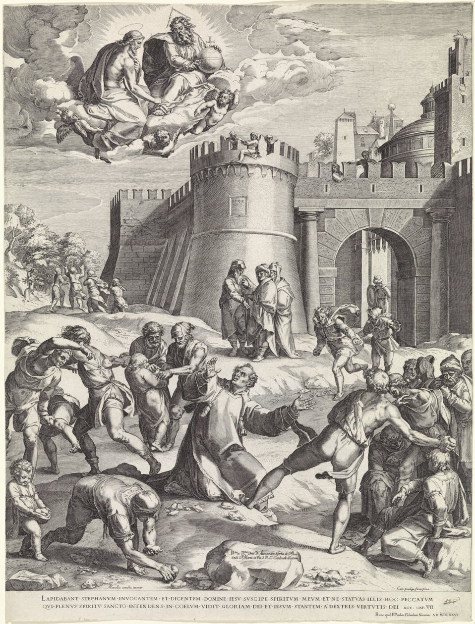 Stening af St. Stephen af Cornelis Cort