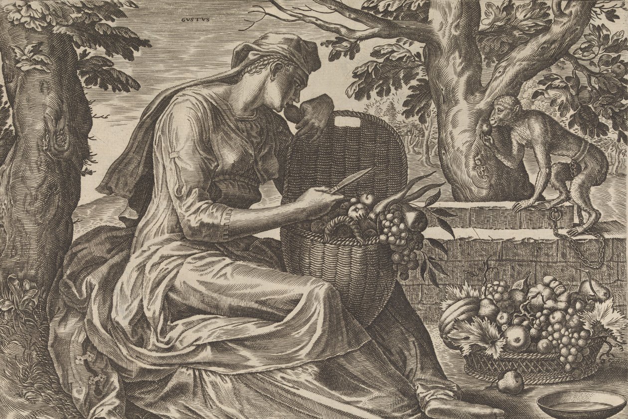 Smag, fra The Five Senses, 1561. af Cornelis Cort