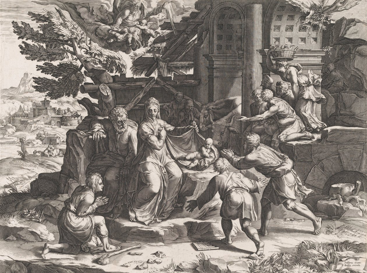 Hyrdernes tilbedelse, 1569. af Cornelis Cort