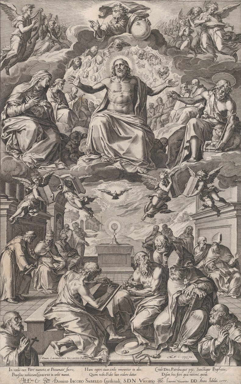 Kirkefædrenes strid om det hellige sakramente, 1575. af Cornelis Cort