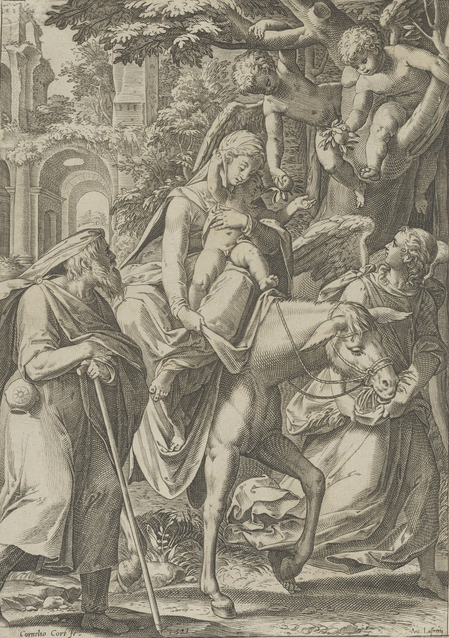 Flyvningen til Egypten, 1571. af Cornelis Cort