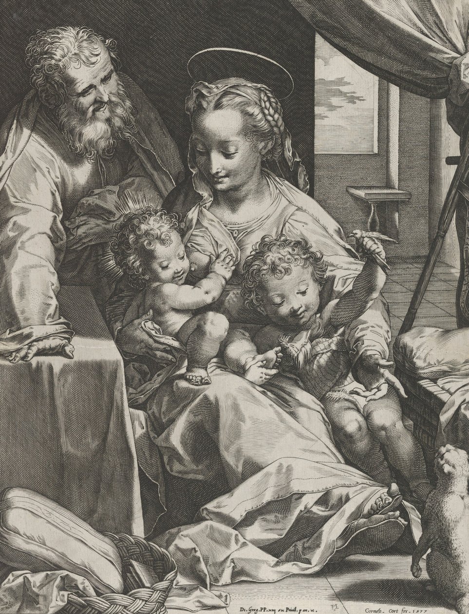 Den hellige familie, 1577. af Cornelis Cort