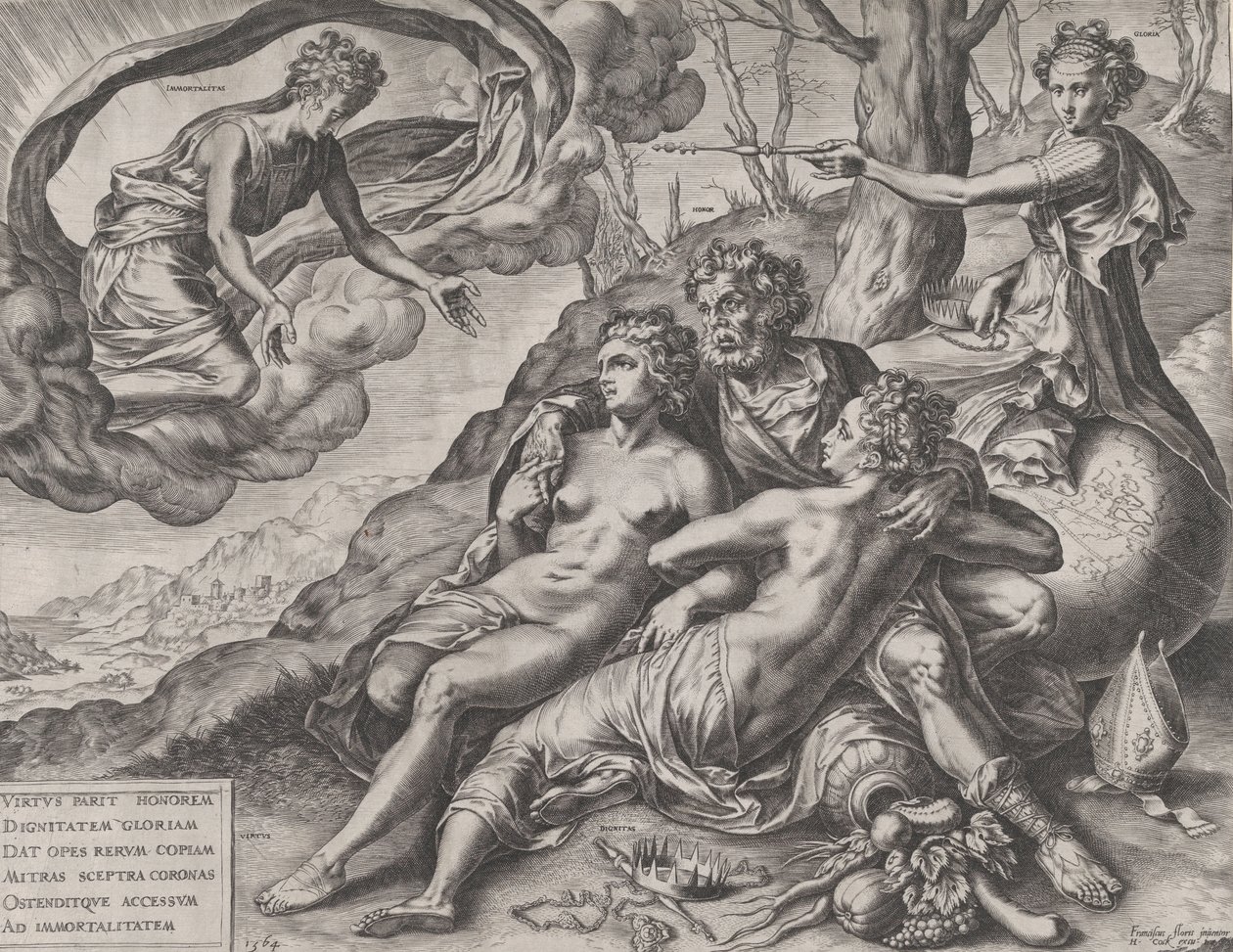 Dydens udødelige belønninger, 1564. af Cornelis Cort