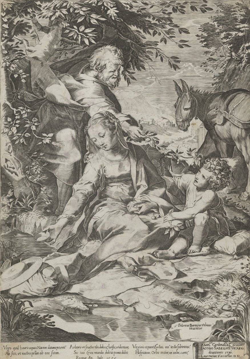 Resten på tilbagevenden fra Egypten, 1575. af Cornelis Cort