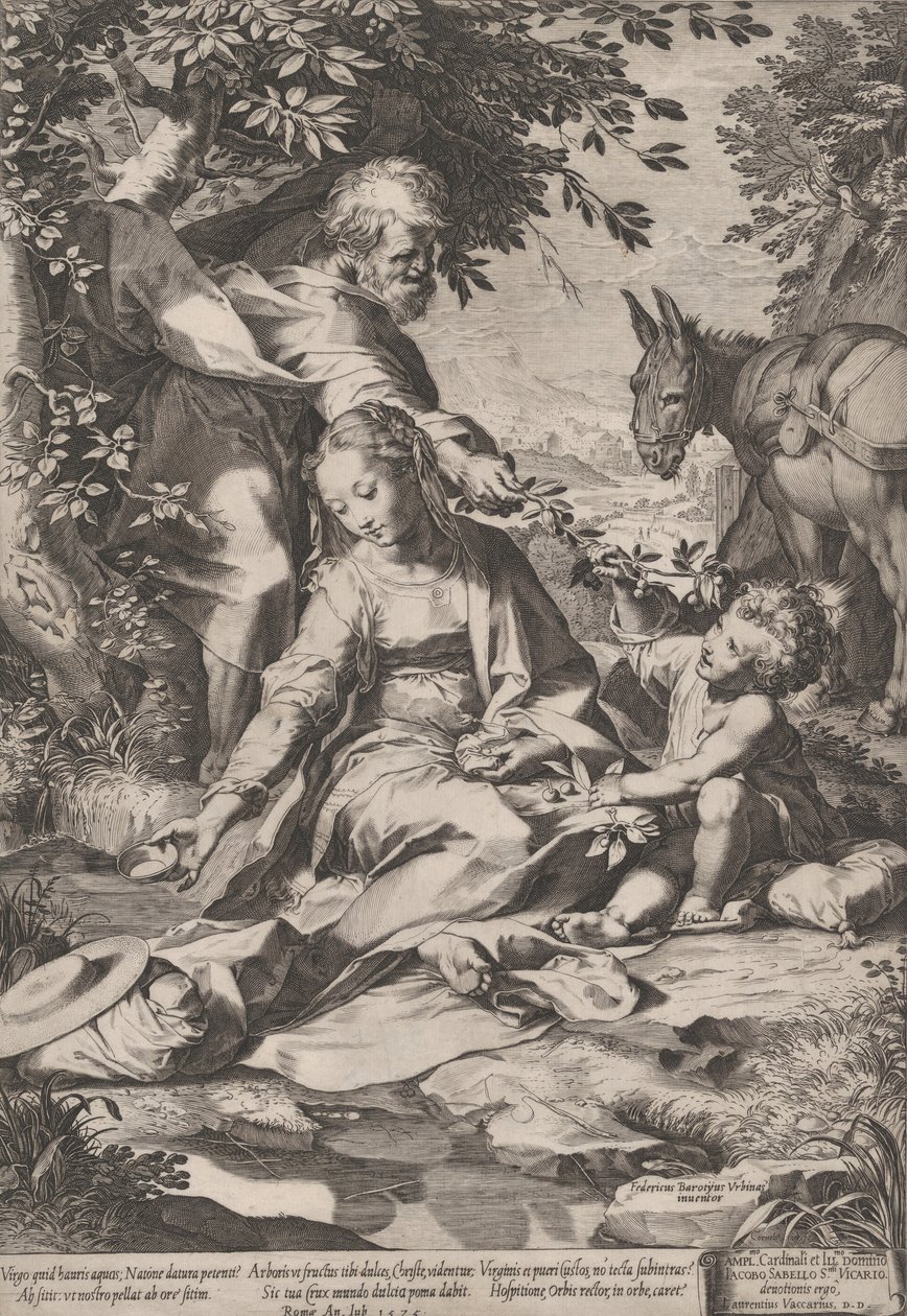 Resten på tilbagevenden fra Egypten, 1575. af Cornelis Cort