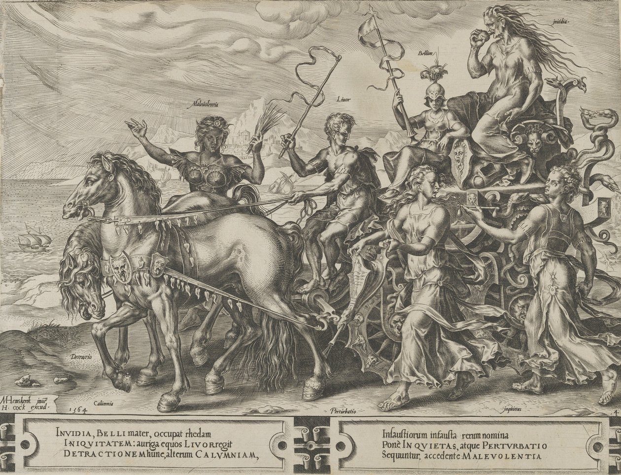 Misundelsens triumf, fra The Cycle of the Vicissitudes of Human Affairs, plade 4, 1564. af Cornelis Cort