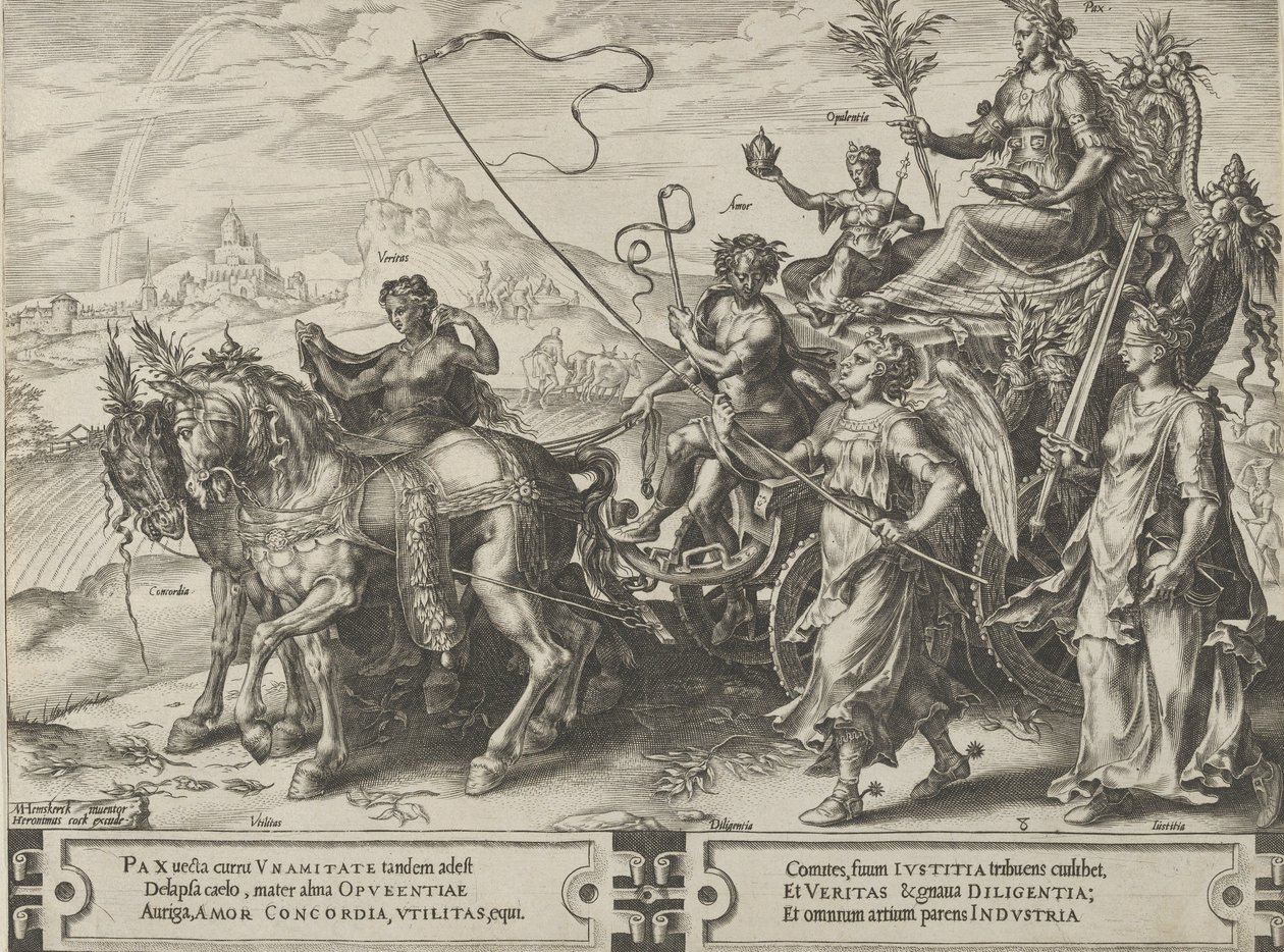 The Triumph of Peace, fra The Cycle of the Vicissitudes of Human Affairs, plade 8, 1564. af Cornelis Cort