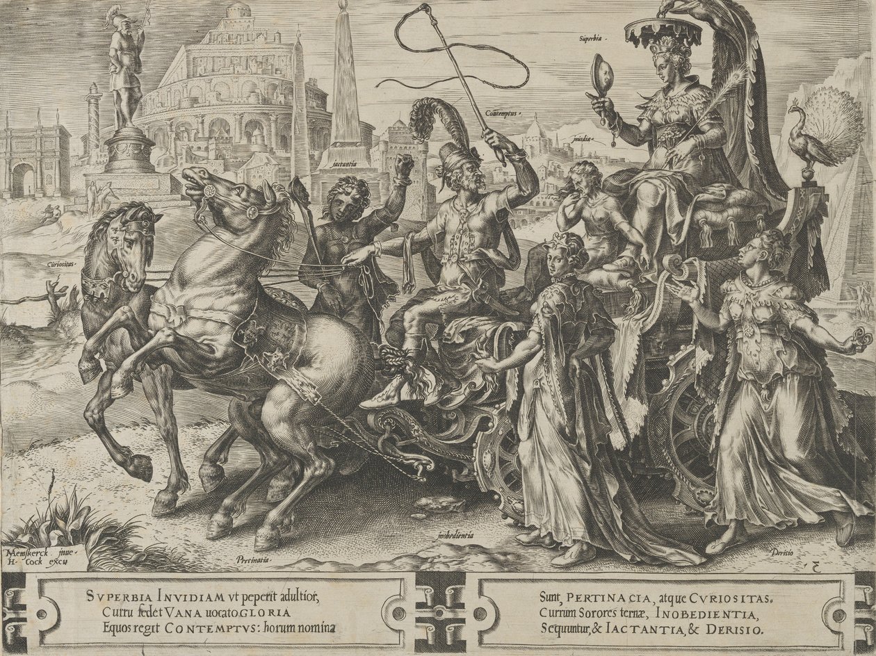 Stolthedens triumf, fra The Cycle of the Vicissitudes of Human Affairs, plade 3, 1564. af Cornelis Cort