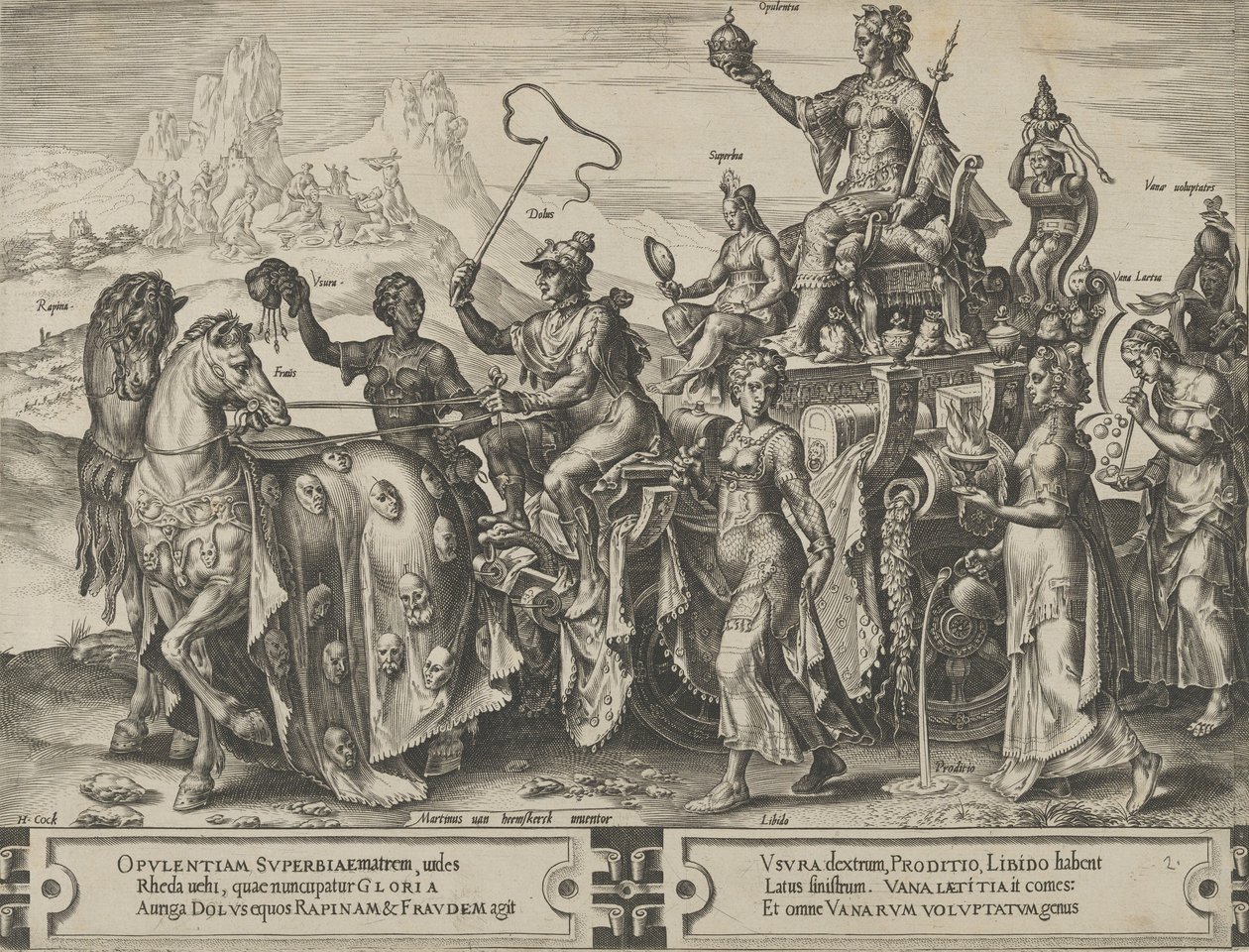 Rigdommens triumf, fra The Cycle of the Vicissitudes of Human Affairs, plade 2, 1564. af Cornelis Cort