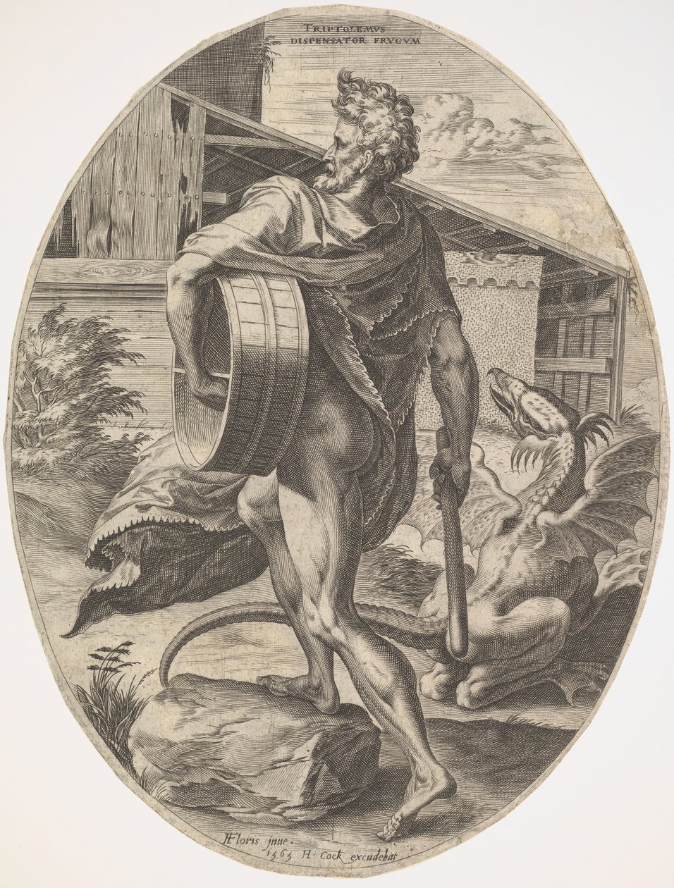 Triptolemus fra The Rural Gods, 1565. af Cornelis Cort