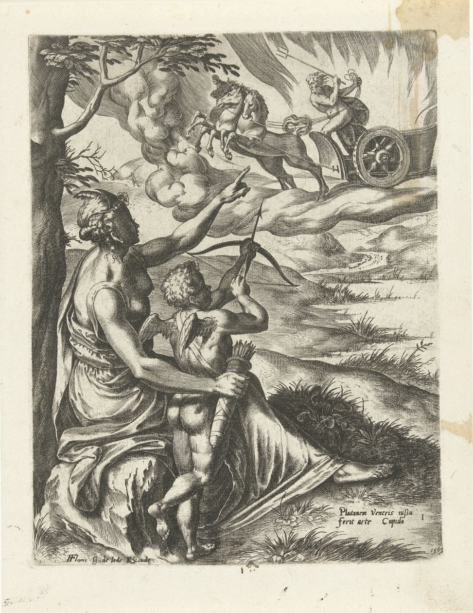 Venus beordrer Amor til at gennembore Plutos hjerte med en pil Historien om Pluto og Proserpina (serietitel) af Cornelis Cort
