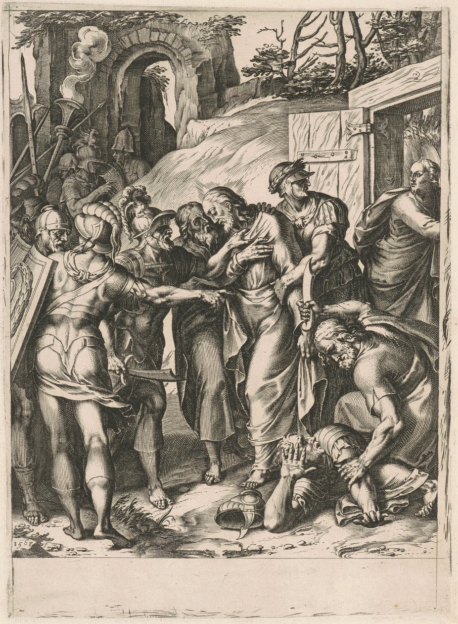 Kristi forræderi af Cornelis Cort, after Girolamo Muziano