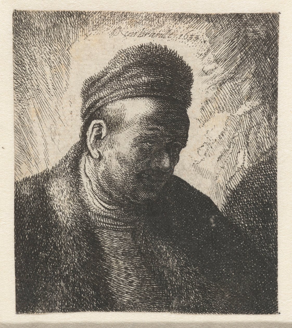 Skægløs mand i pelskappe og kasket: buste af Cornelis Danckerts (I) (workshop of)