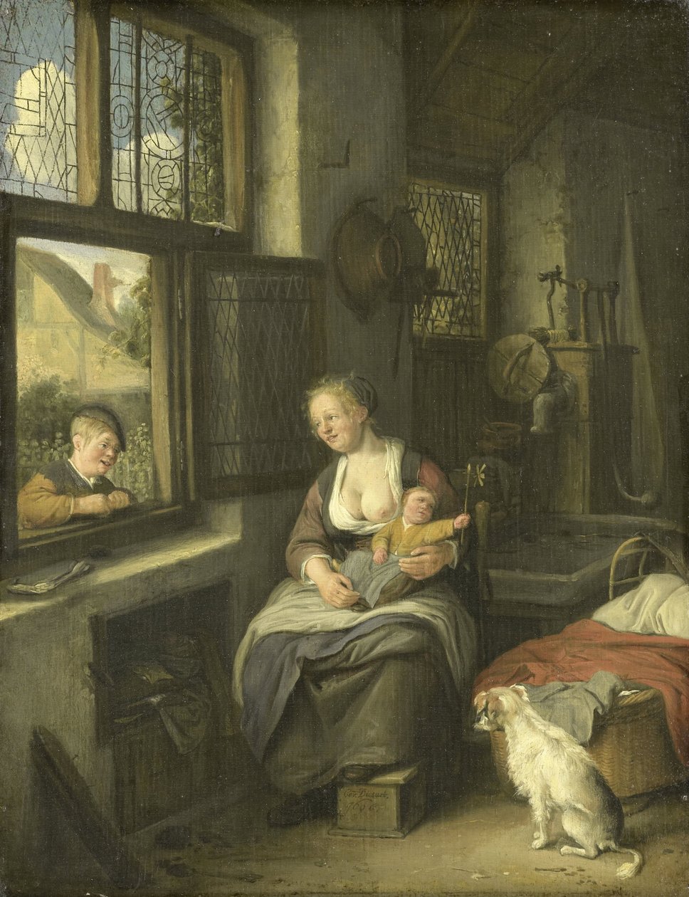 En mor med sine børn af Cornelis Dusart
