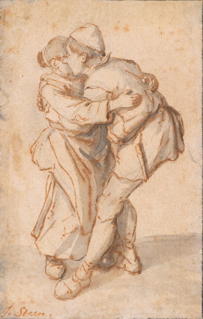 Et dansende bondepar af Cornelis Dusart
