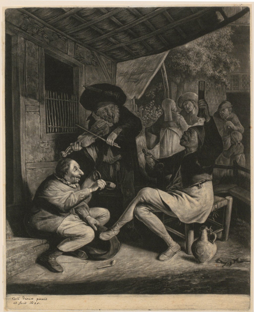 En mand tilbyder en anden tobak af Cornelis Dusart