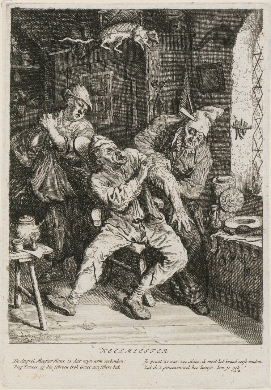 Helbreder, blad 2 af en serie med tre genrefremstillinger af Cornelis Dusart