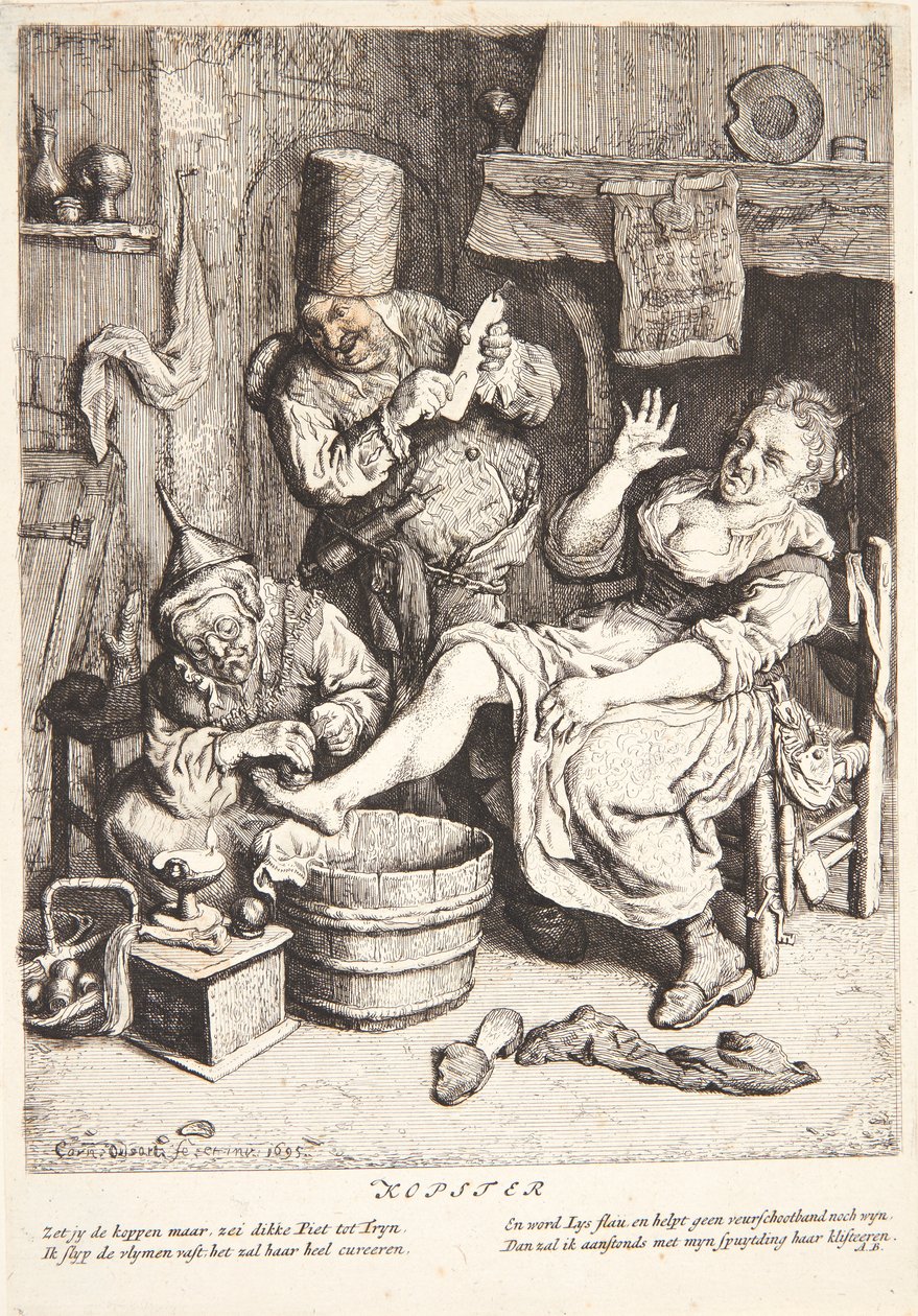 Kvinde, der behandles med kopsætning af Cornelis Dusart