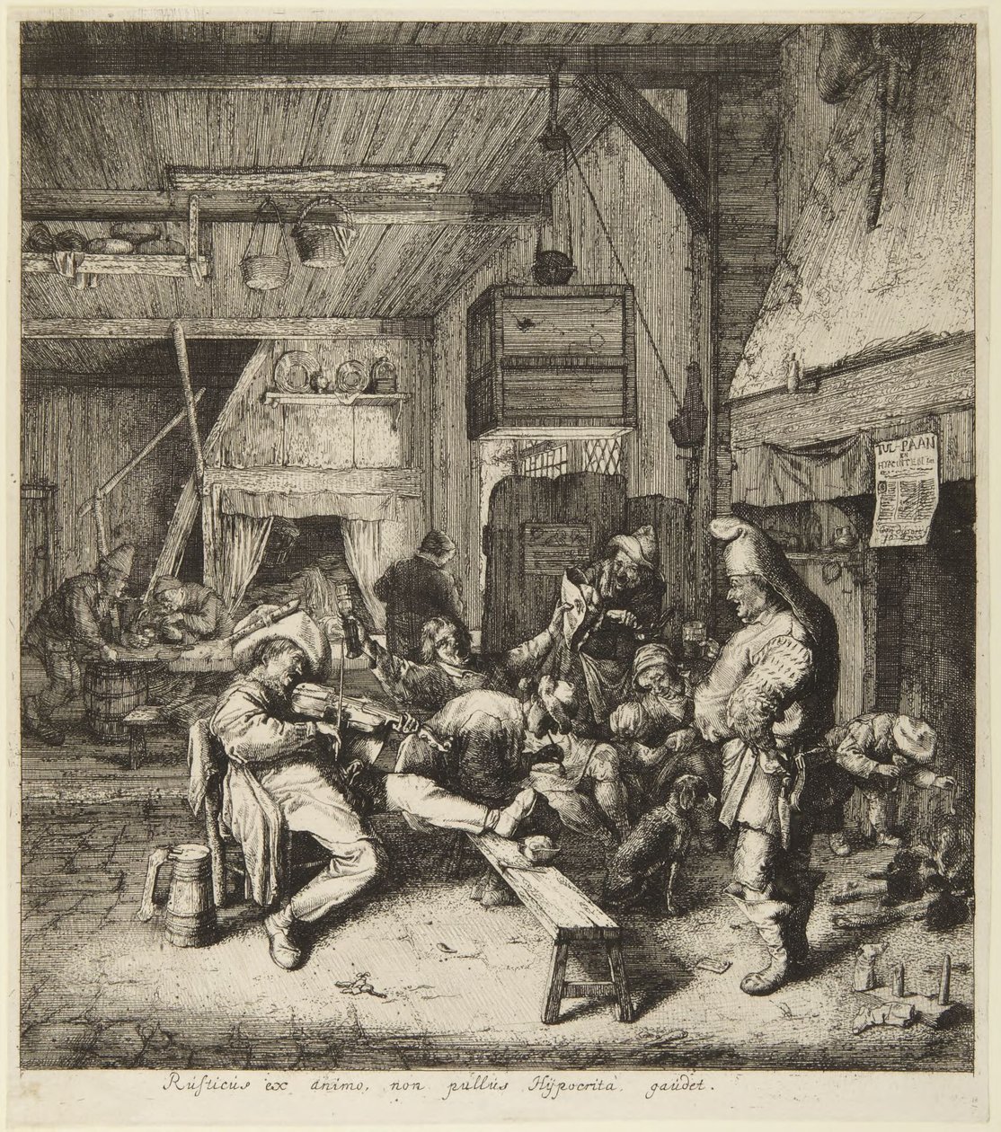 Siddende violinist af Cornelis Dusart