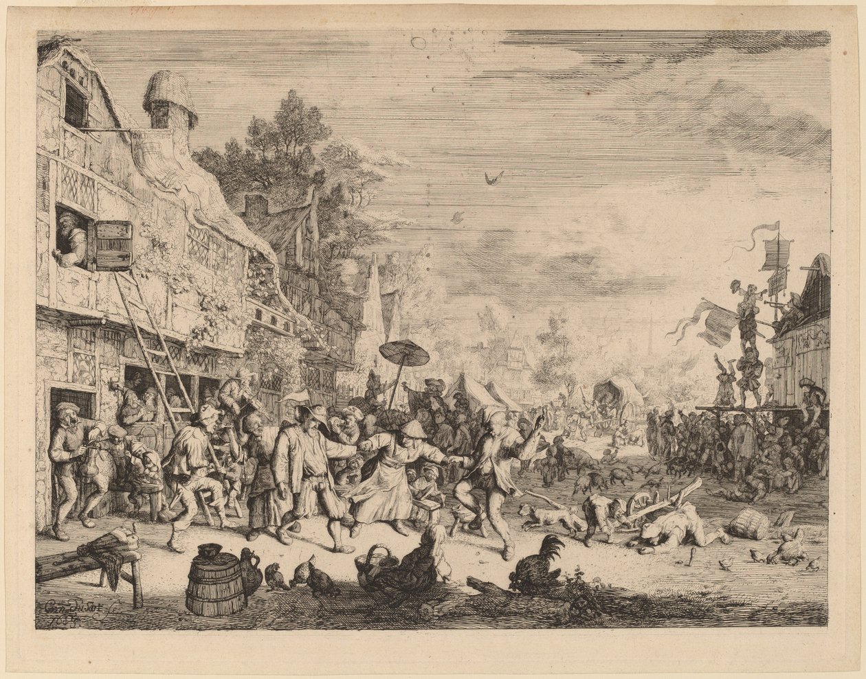 Landsbyfestival af Cornelis Dusart
