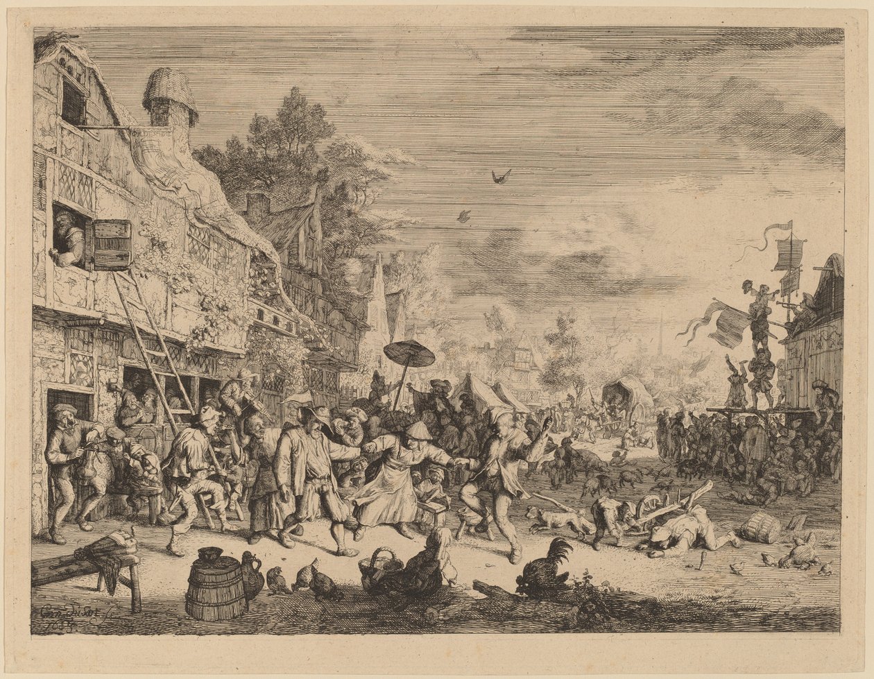 Landsbyfestival af Cornelis Dusart