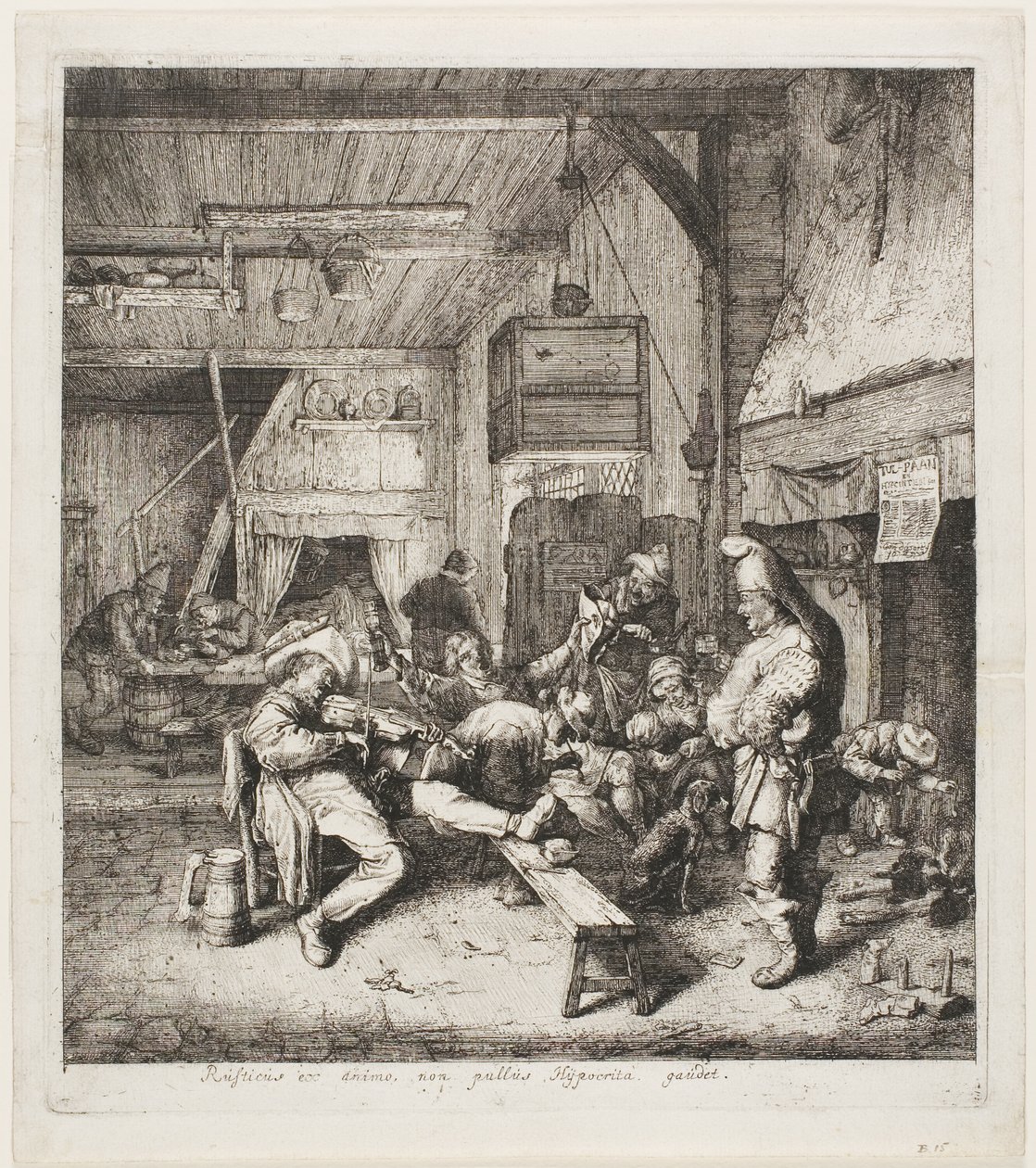 Violinspiller siddende i kroen af Cornelis Dusart