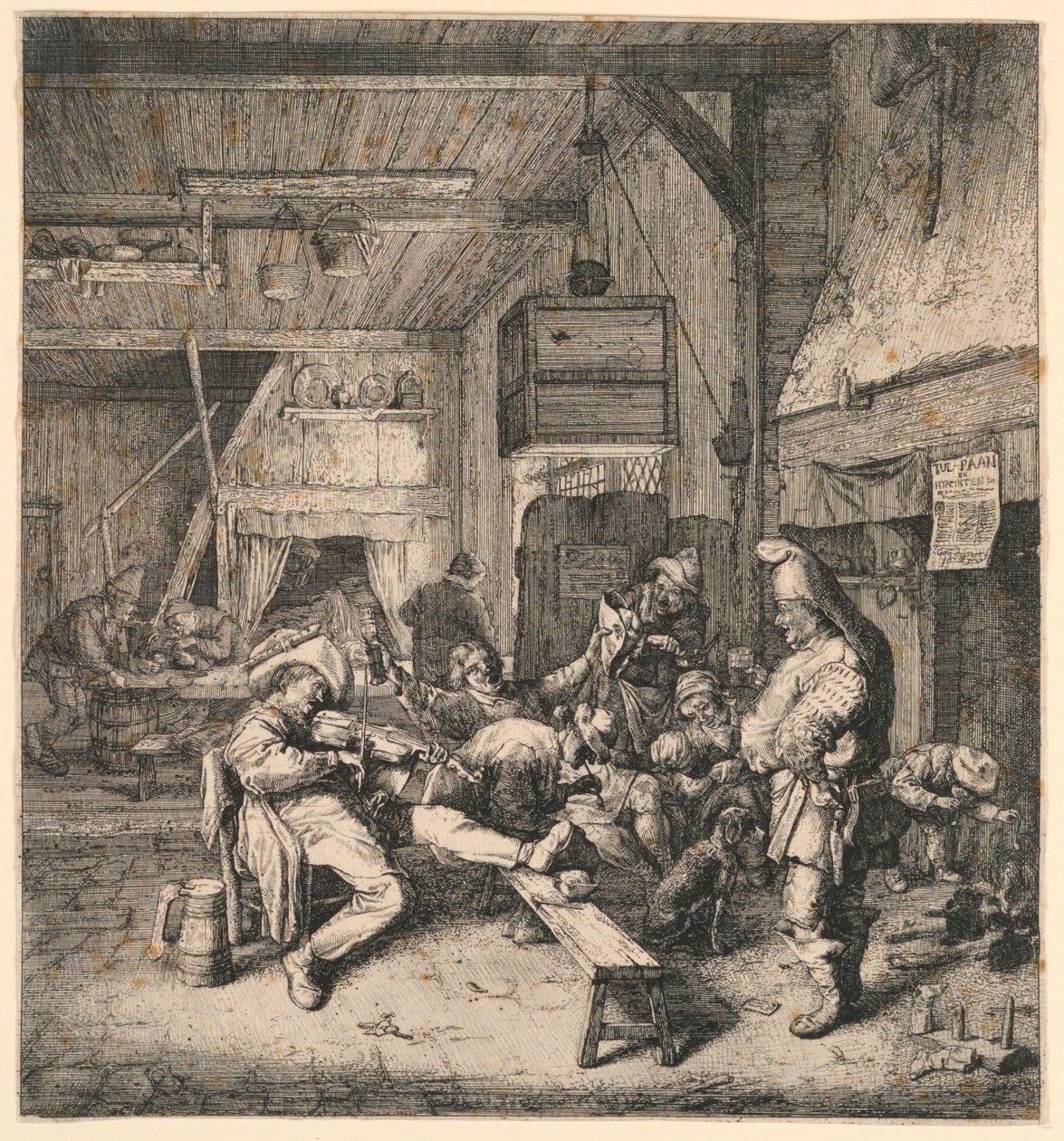 Violinist siddende i kroen af Cornelis Dusart