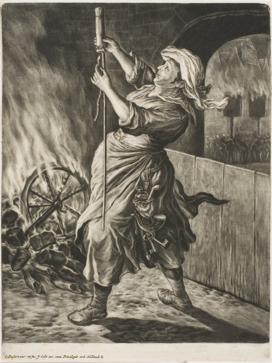Woman Lighting a Rocket, også kaldet Peace Gets Me Going, fra Communia Gaudia (The Wide-Spread Juice at the Siege of Namur) af Cornelis Dusart