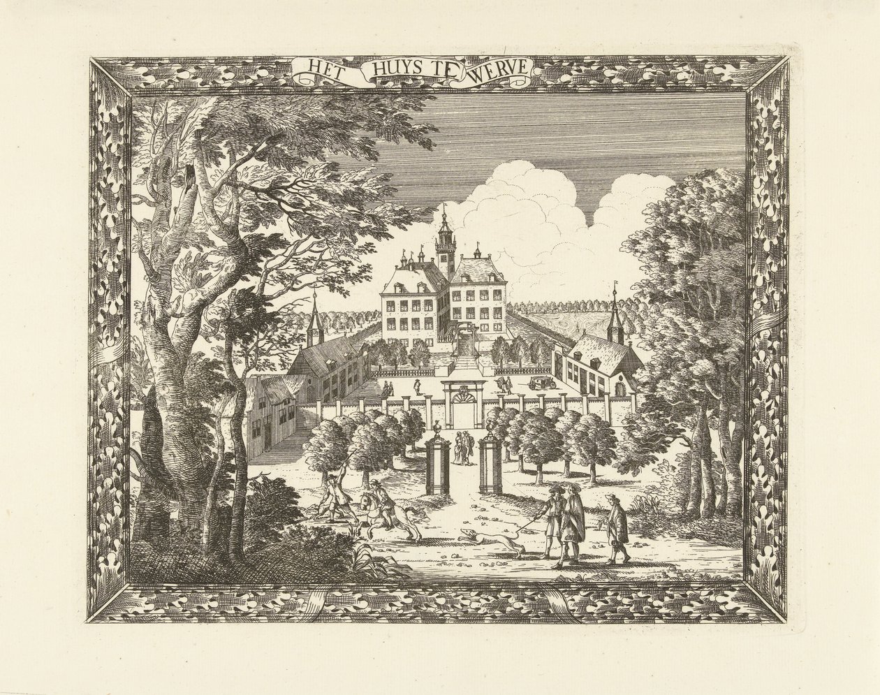 Udsigt over Huis te Werve i Voorburg Het Huys te Werve (titel på objekt) af Cornelis Elandts