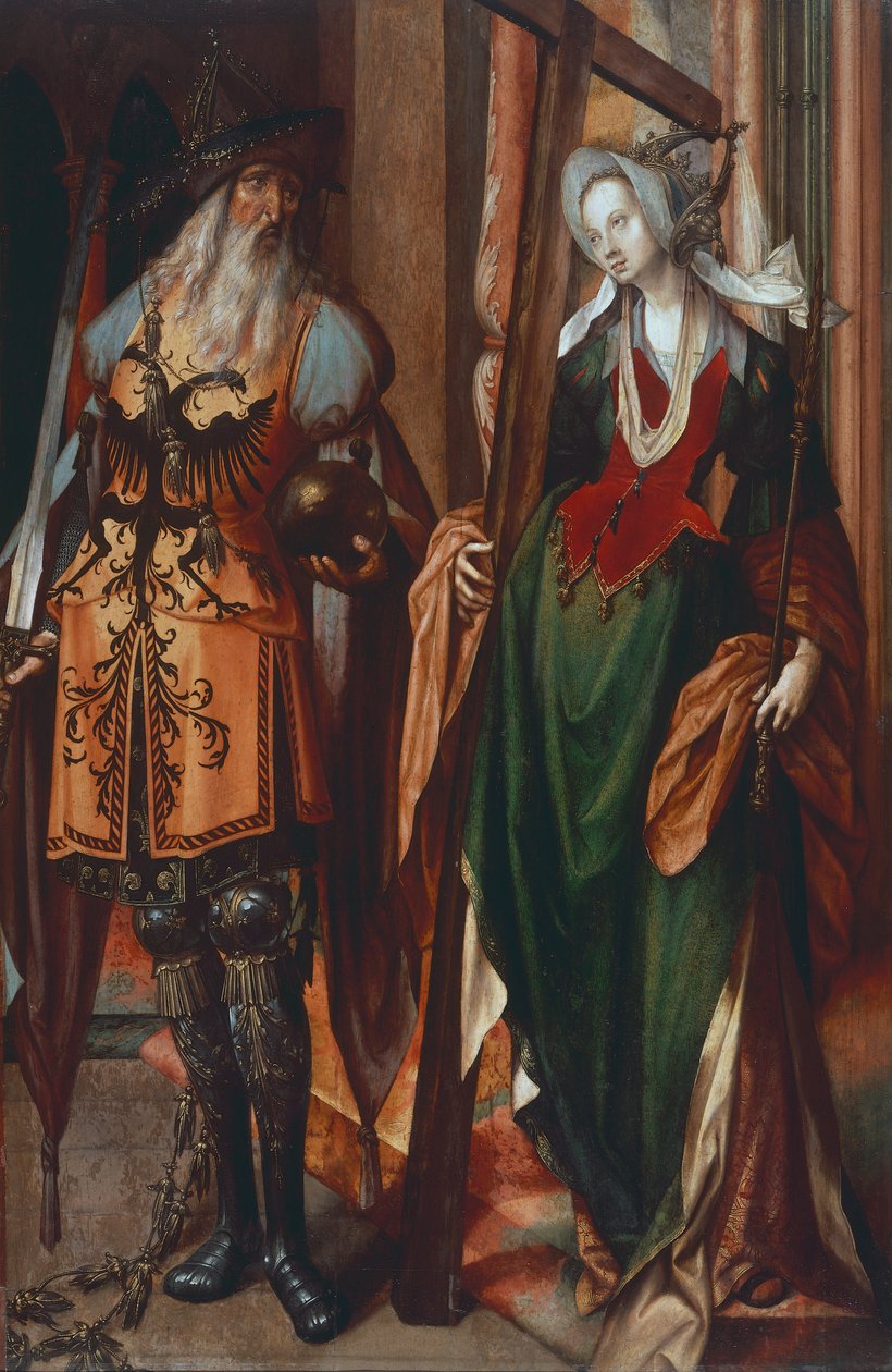 Kejser Konstantin og St. Helen, malet på træ af Cornelis Engebrechtsz