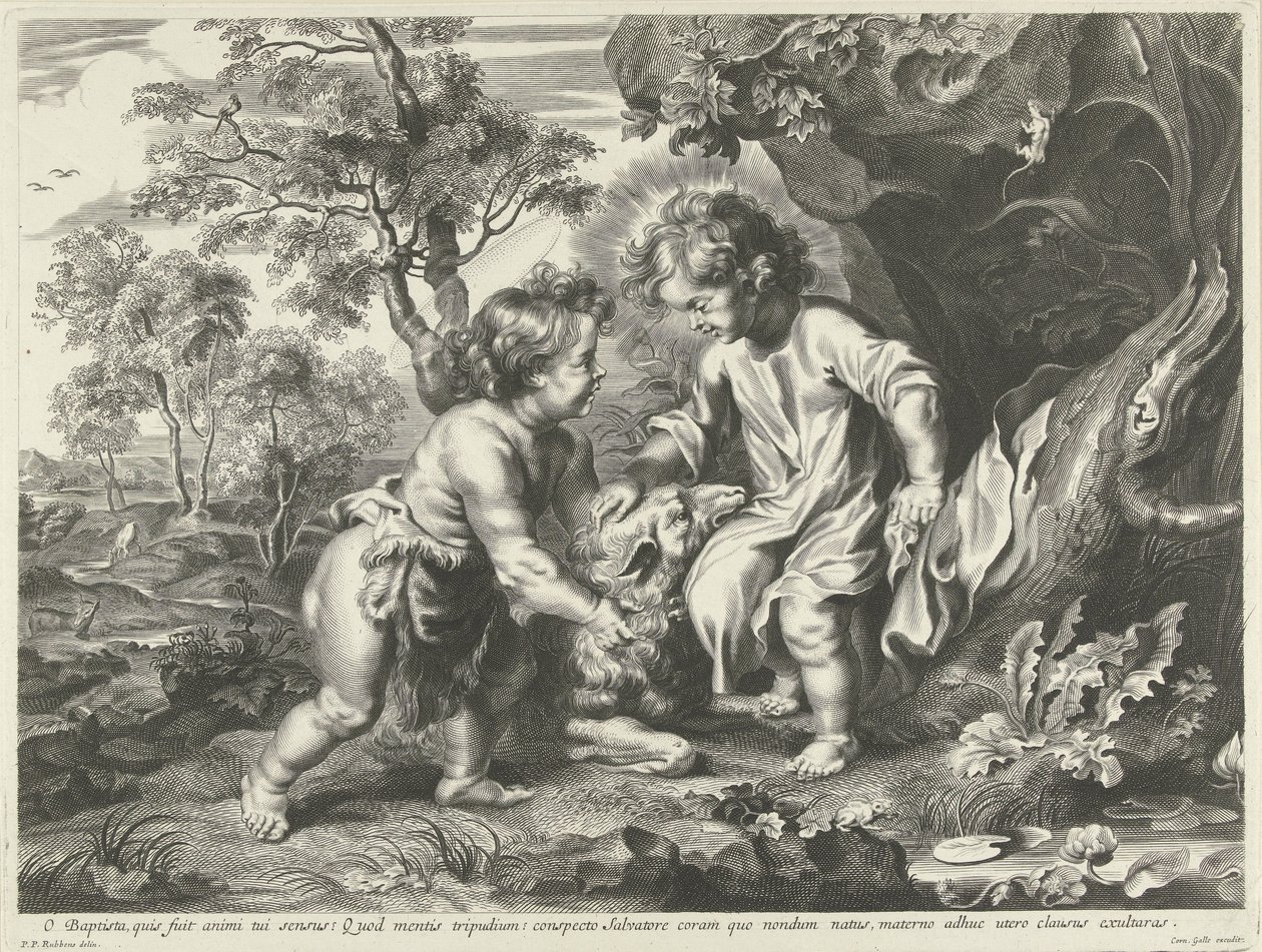 Johannes Døberen og Kristus som børn af Cornelis Galle (I) (possibly)