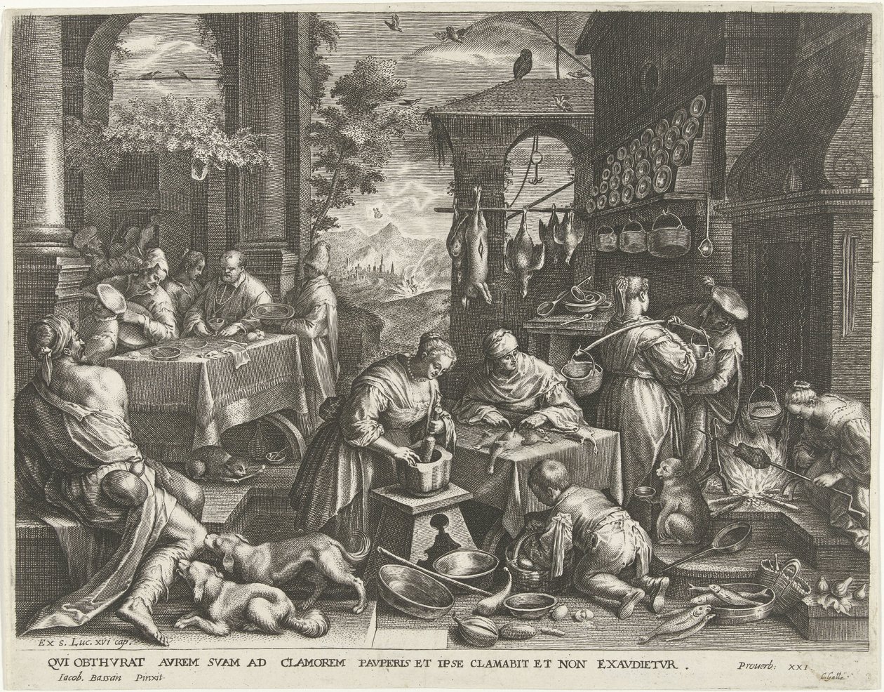 Lignelse om den rige mand og den fattige Lazarus af Cornelis Galle (I)