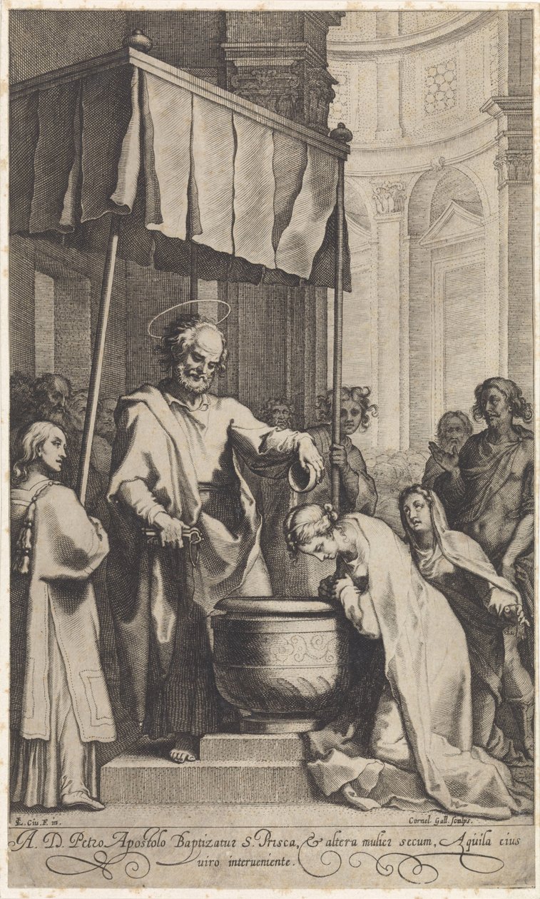 Peter døber den hellige Prisca af Rom af Cornelis Galle (I)