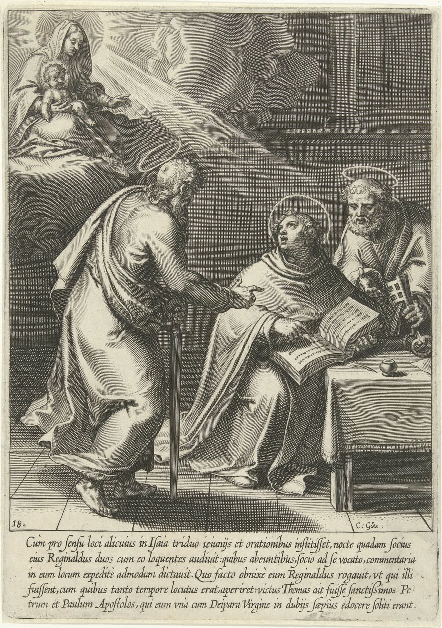 Thomas undervist af Peter og Paul The Life of Saint Thomas Aquinas (serietitel) af Cornelis Galle (I)
