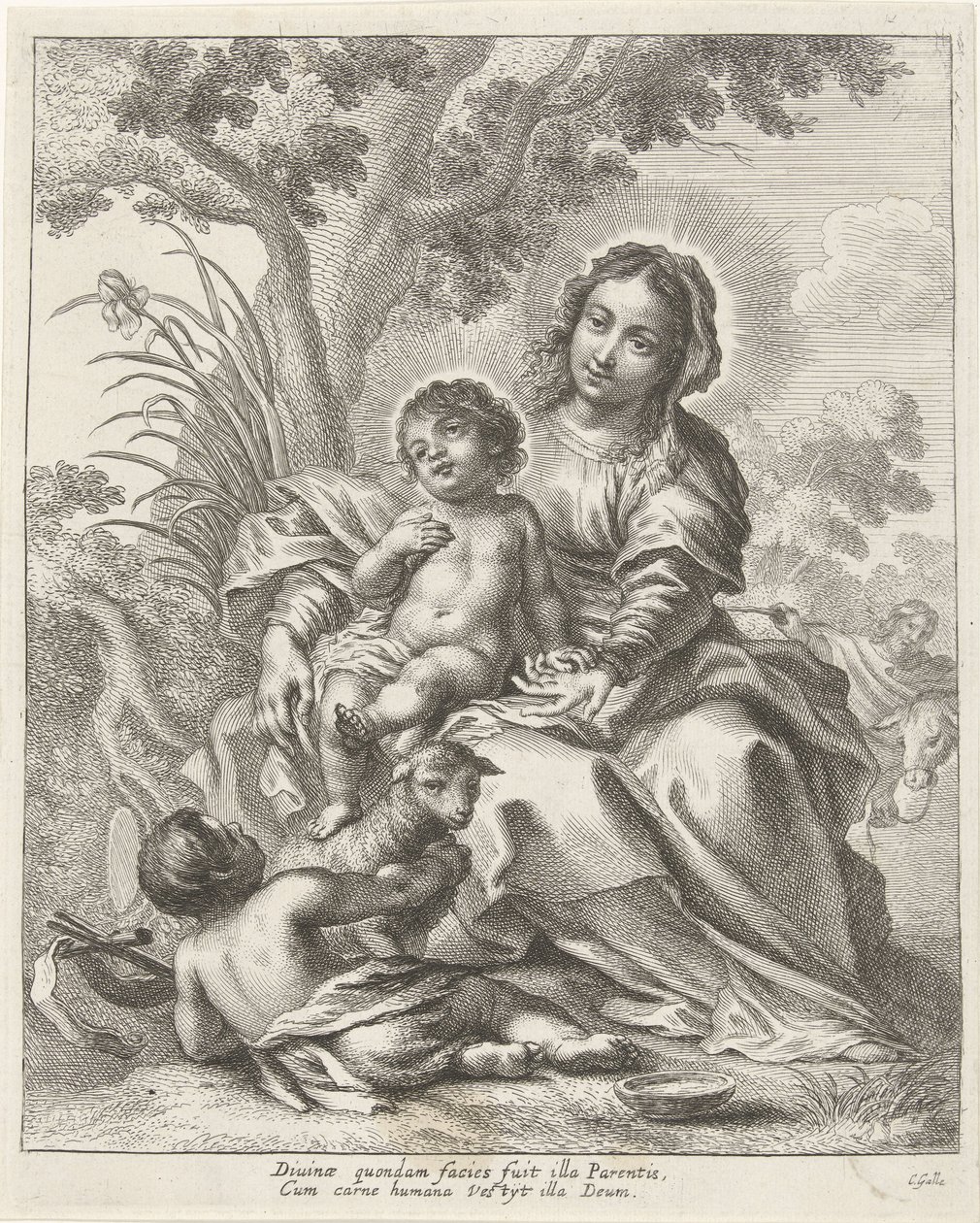 Hellig Familie med Johannes Døberen som Barn af Cornelis Galle (II)