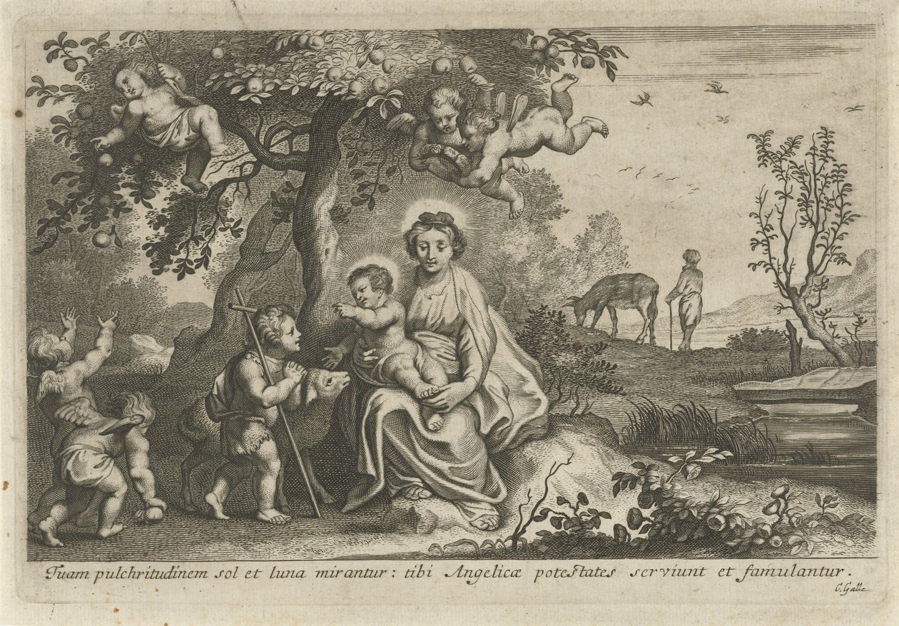 Maria med barn og Johannes Døberen af Cornelis Galle (II)