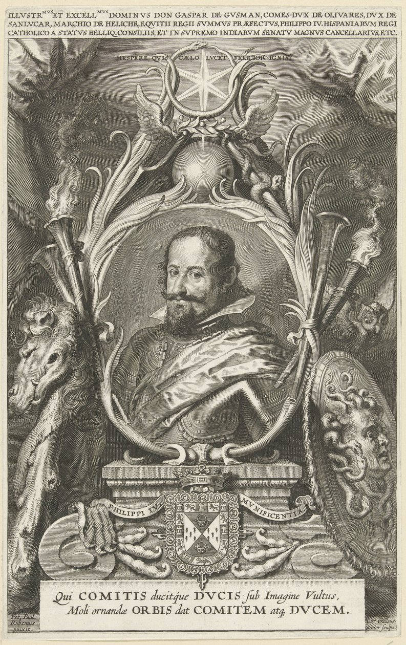 Portræt af Gaspar de Guzmán, greve af Olivares, hertug af St. Lucar af Cornelis Galle (II)