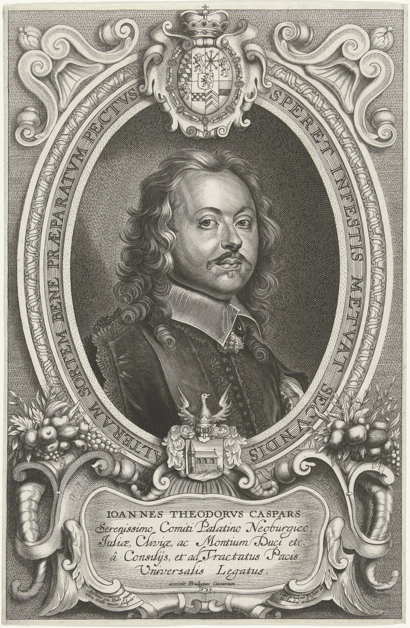 Portret af Johann Theodor Caspars De mest berømte ambassadører for det kristne navn for at pacificere verden, klosteret og Osnabruga (...) (serietitel) af Cornelis Galle (II)