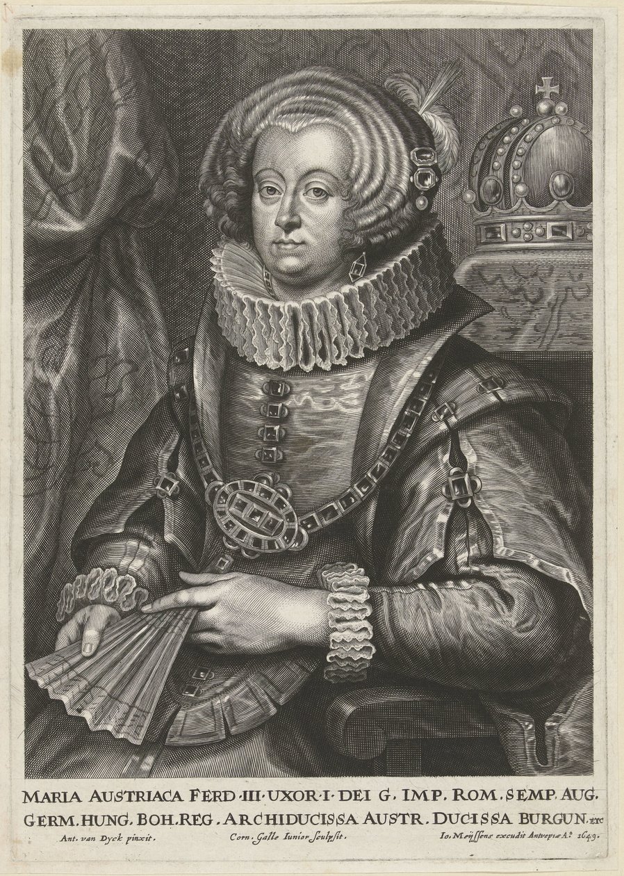 Portræt af Maria Anna af Østrig, kone til kejser Ferdinand III af Cornelis Galle (II)