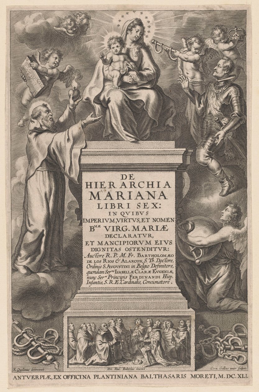 Tronet Maria med Barn Titelside for: B. de los Rios, De hierarchia Mariana libri sex, Antwerpen: 1641 af Cornelis Galle (II)