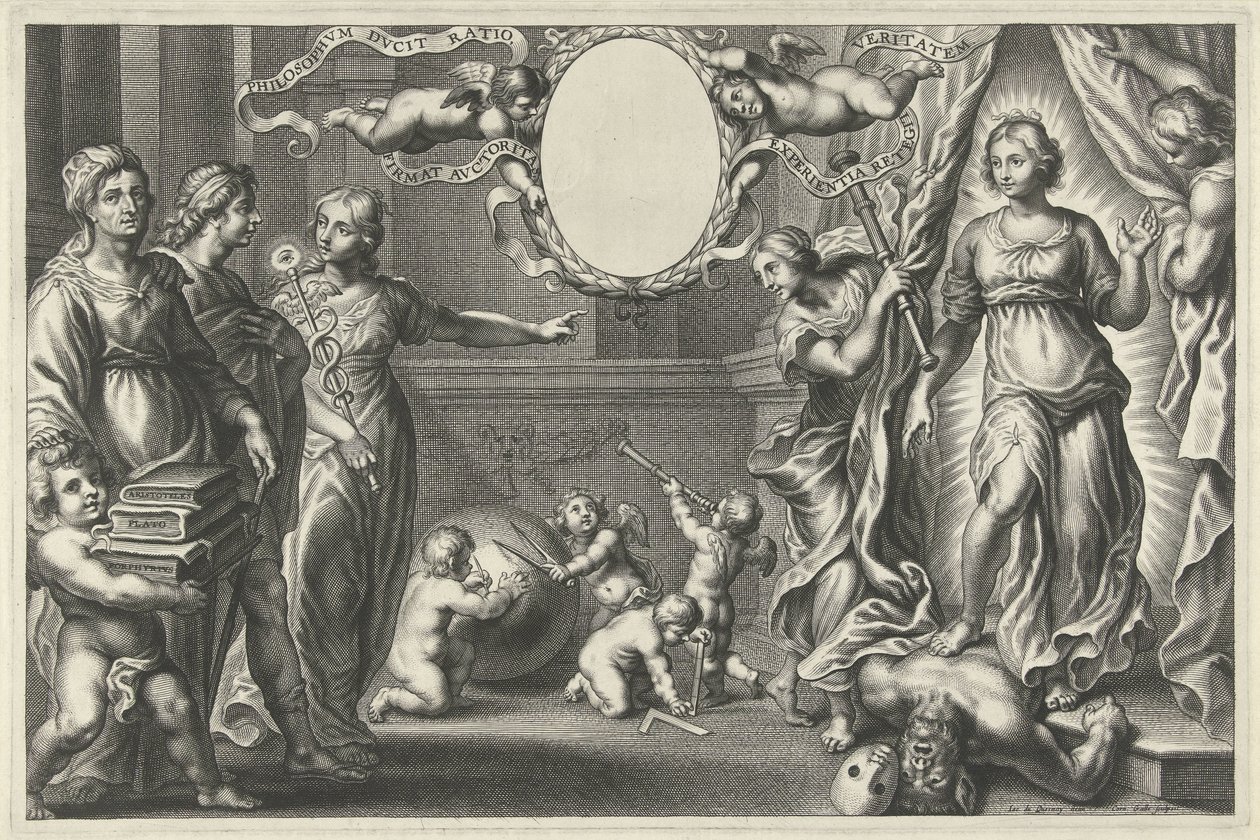 Sind og filosofi viser en ung mand sandheden af Cornelis Galle (II)