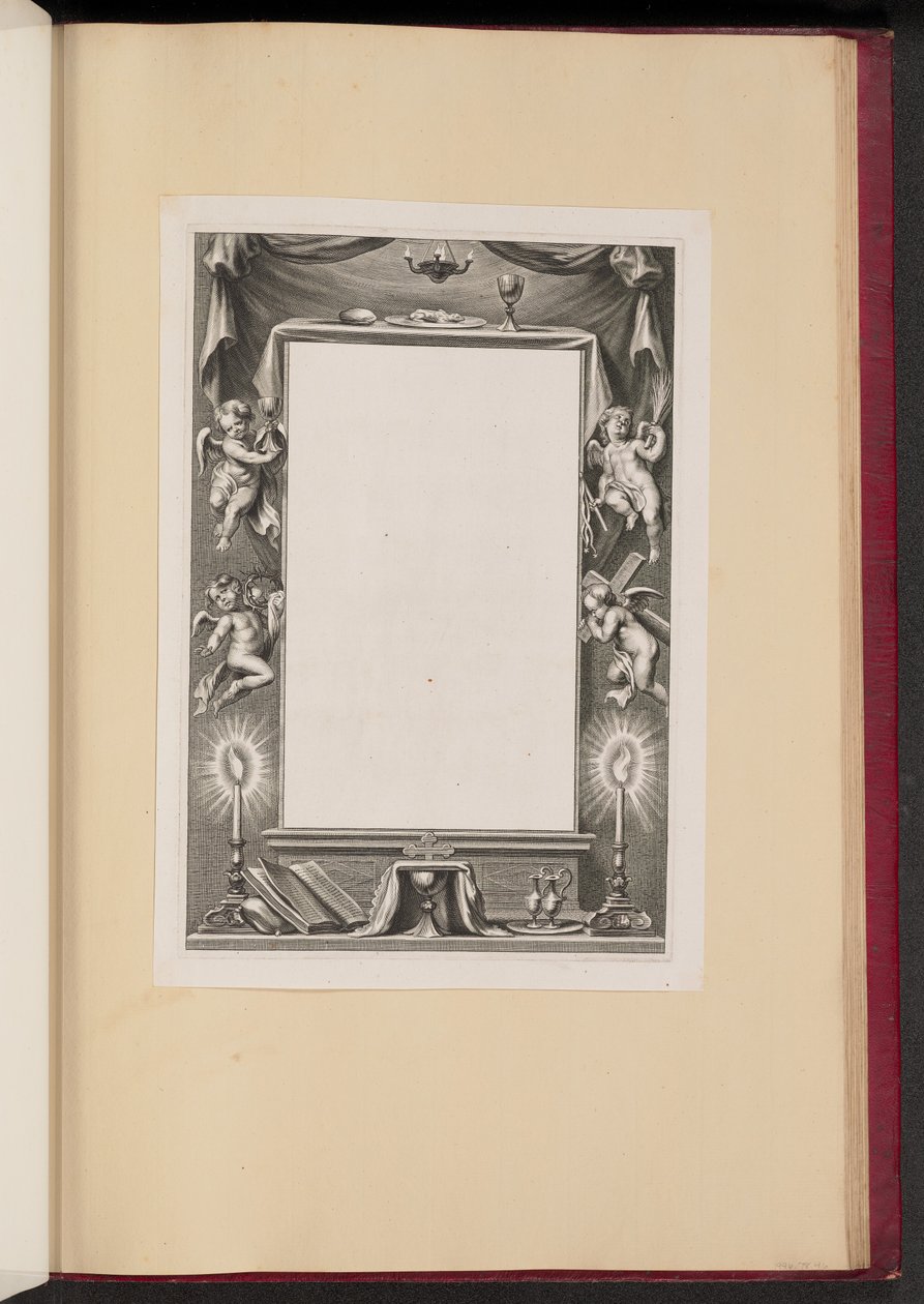 Border Illustration med Putti, der holder passionens egenskaber af Cornelis Galle I