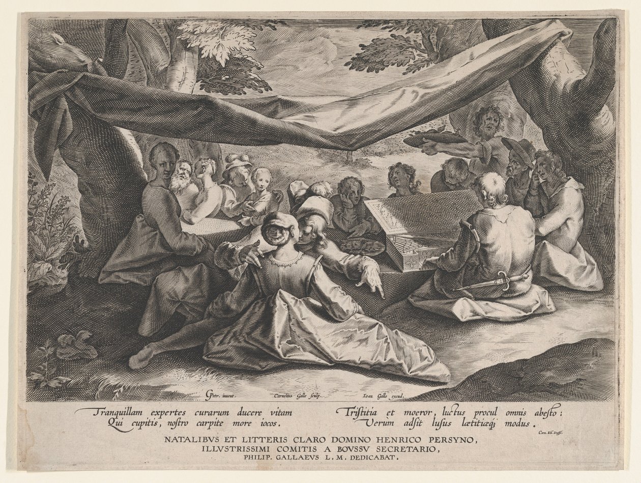 Musikalsk fest i det fri, slutningen af det 16.-begyndelsen af det 17. århundrede. af Cornelis Galle I